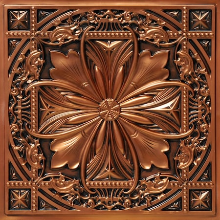 From Plain To Beautiful In Hours Milan Faux Tin/ PVC 24-in x 24-in 10-Pack Antique Copper Textured Surface-mount Ceiling Tile, 10PK DCT10ac-24x24-10